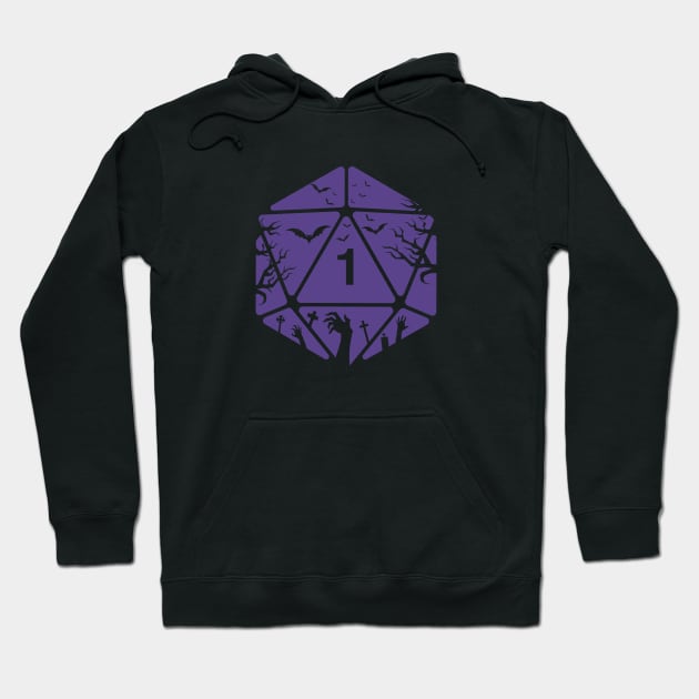 Spooky Polyhedral D20 Dice Tabletop RPG Gaming Halloween Special Hoodie by pixeptional